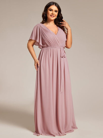 Rosalía | Vestido Largo de Gasa Plisada con Manga Flotante