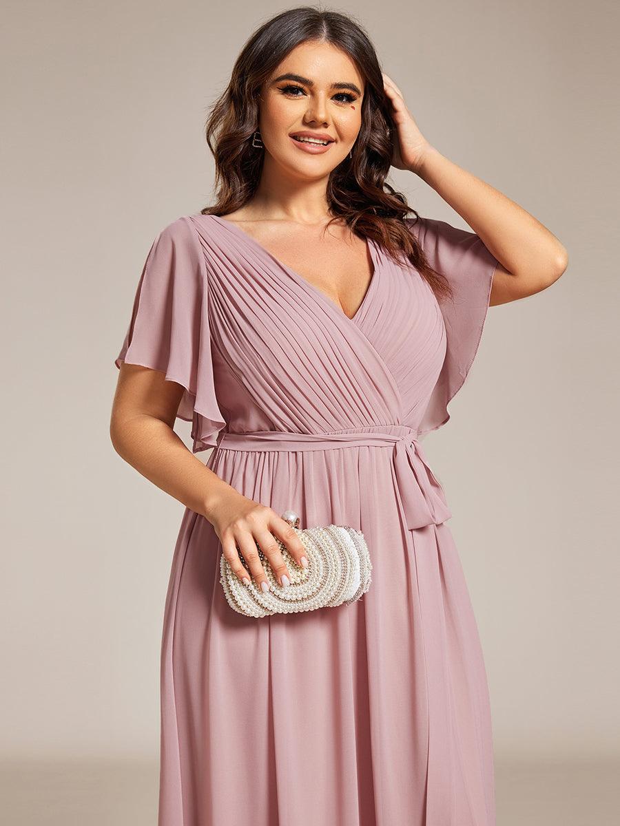 Rosalía | Vestido Largo de Gasa Plisada con Manga Flotante
