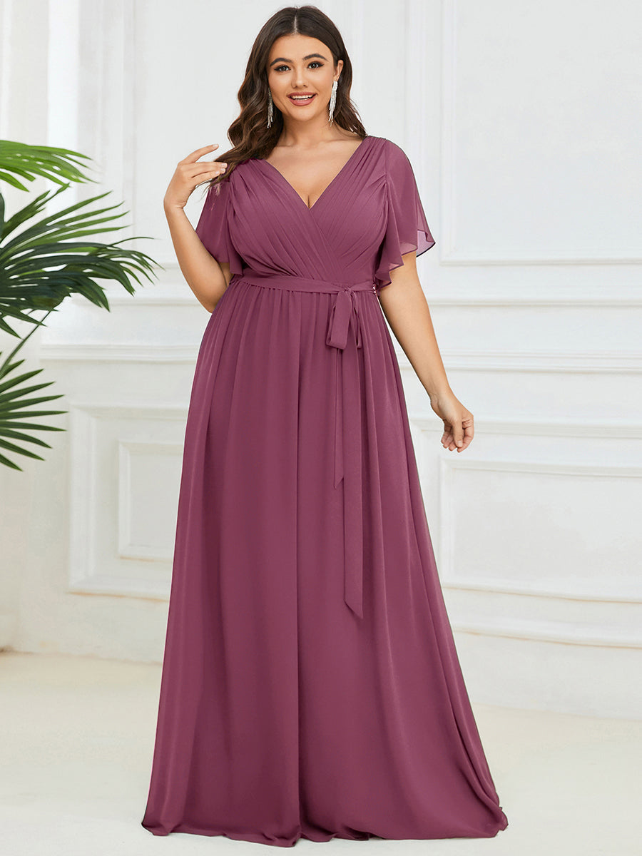 Rosalía | Vestido Largo de Gasa Plisada con Manga Flotante