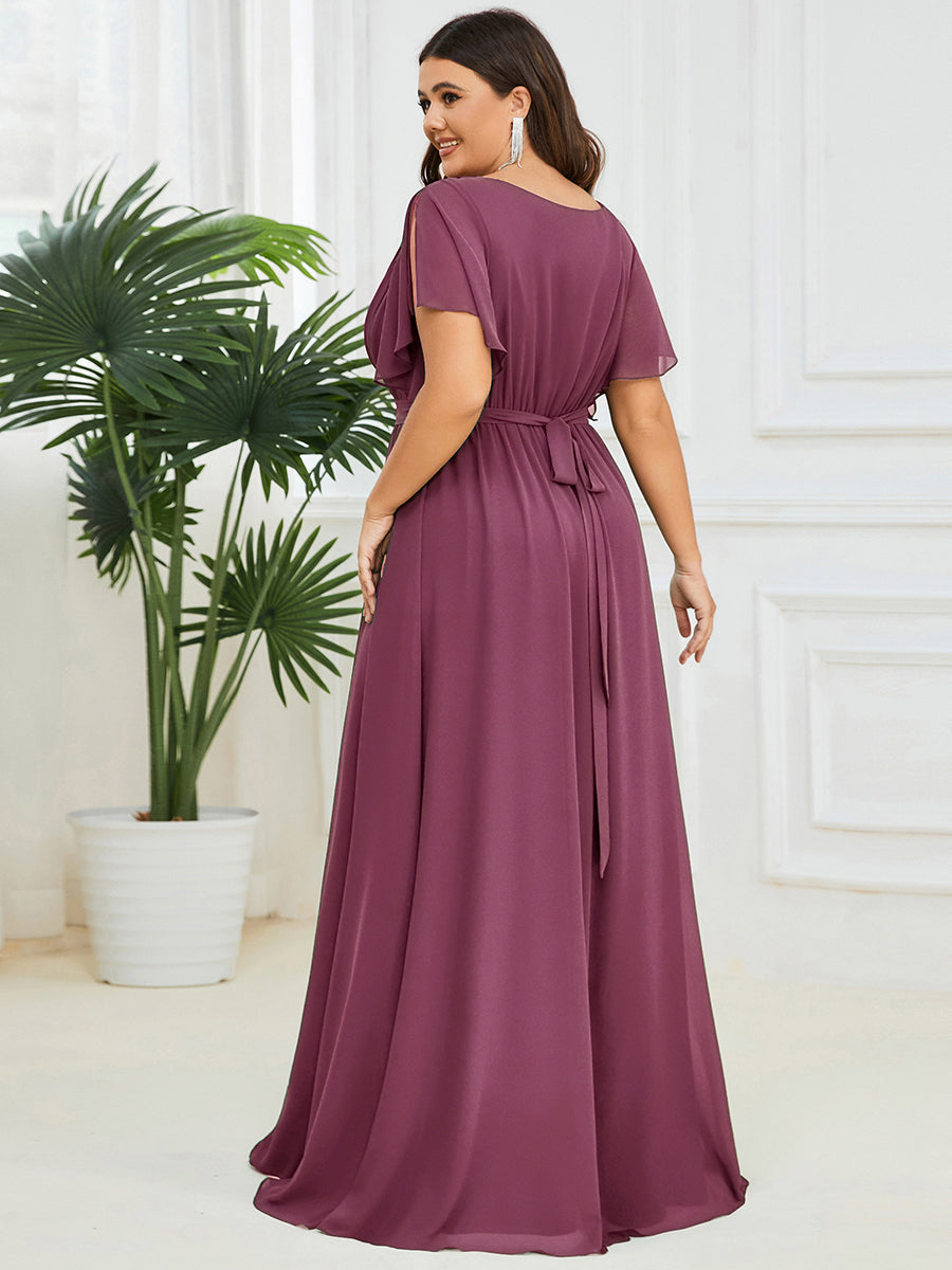Rosalía | Vestido Largo de Gasa Plisada con Manga Flotante