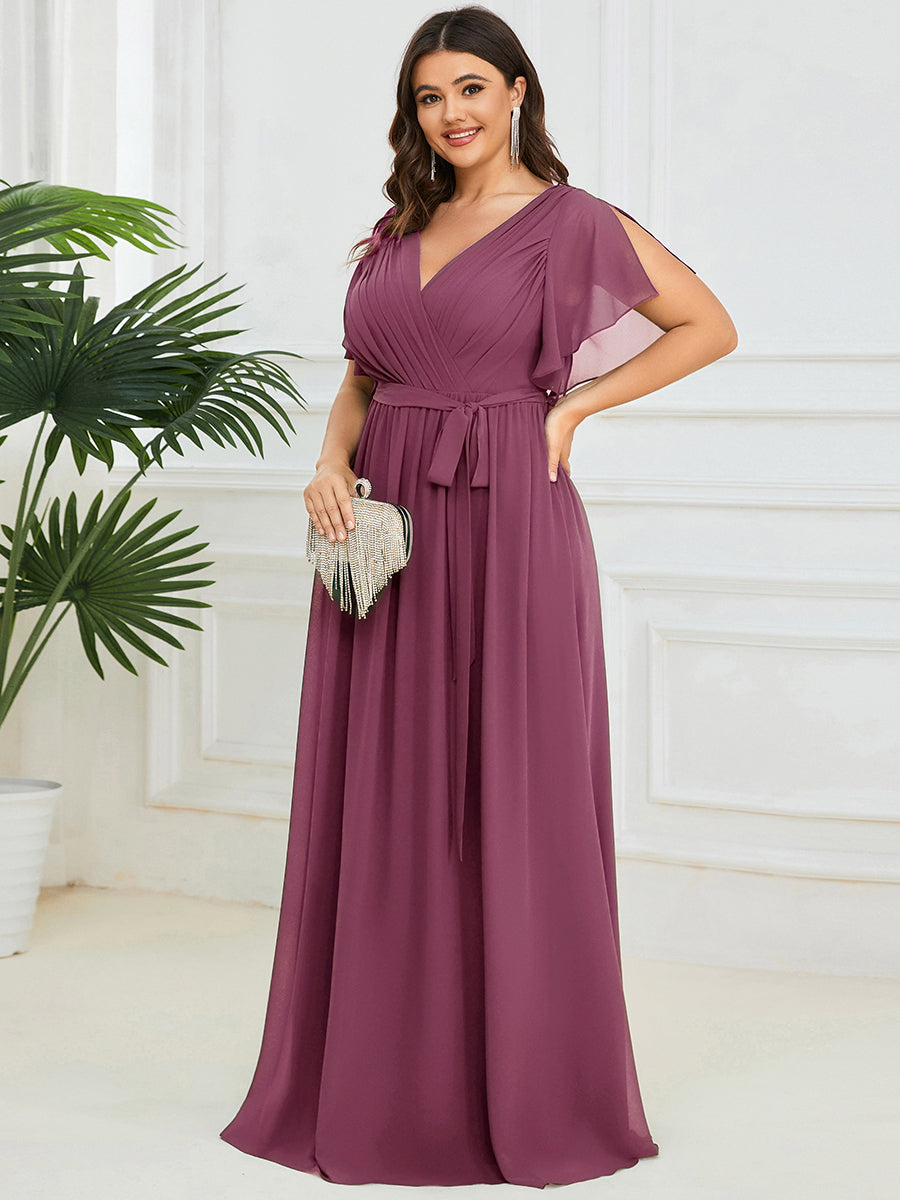 Rosalía | Vestido Largo de Gasa Plisada con Manga Flotante