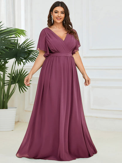 Rosalía | Vestido Largo de Gasa Plisada con Manga Flotante