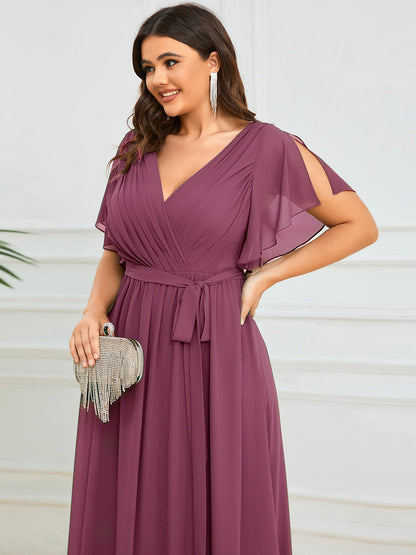 Rosalía | Vestido Largo de Gasa Plisada con Manga Flotante