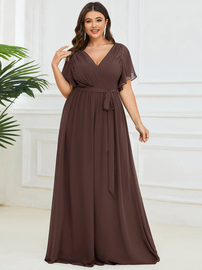 Rosalía | Vestido Largo de Gasa Plisada con Manga Flotante