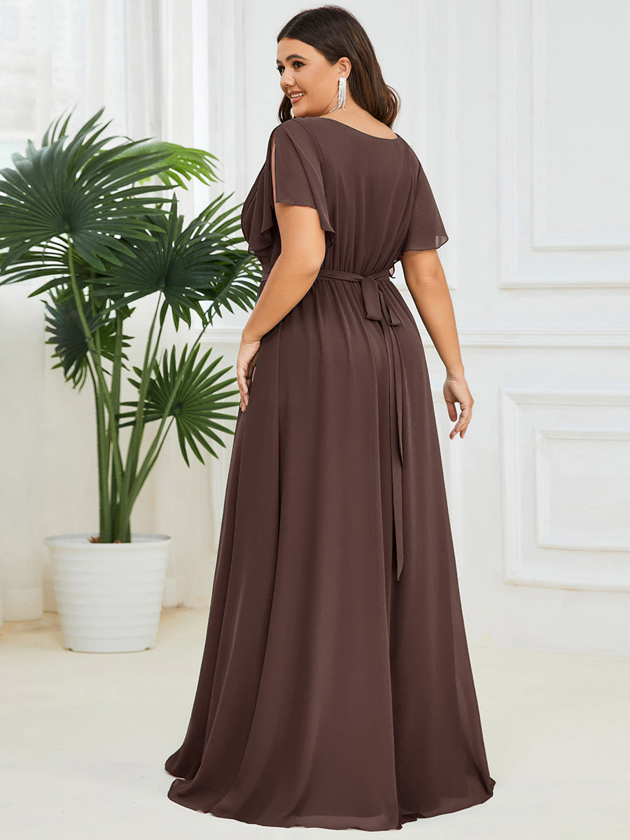 Rosalía | Vestido Largo de Gasa Plisada con Manga Flotante