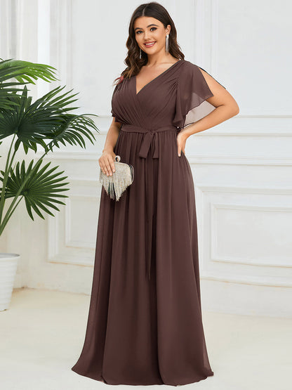Rosalía | Vestido Largo de Gasa Plisada con Manga Flotante