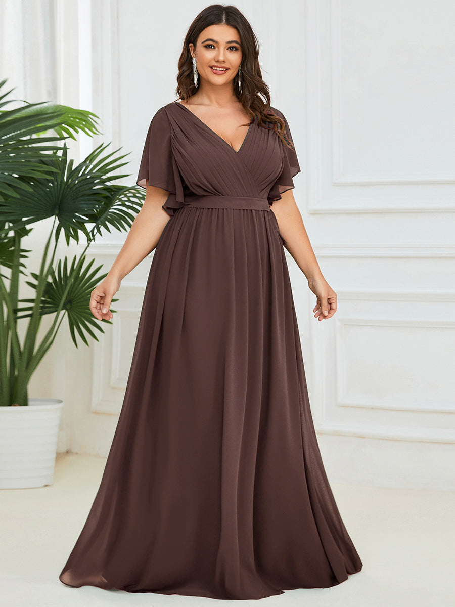 Rosalía | Vestido Largo de Gasa Plisada con Manga Flotante