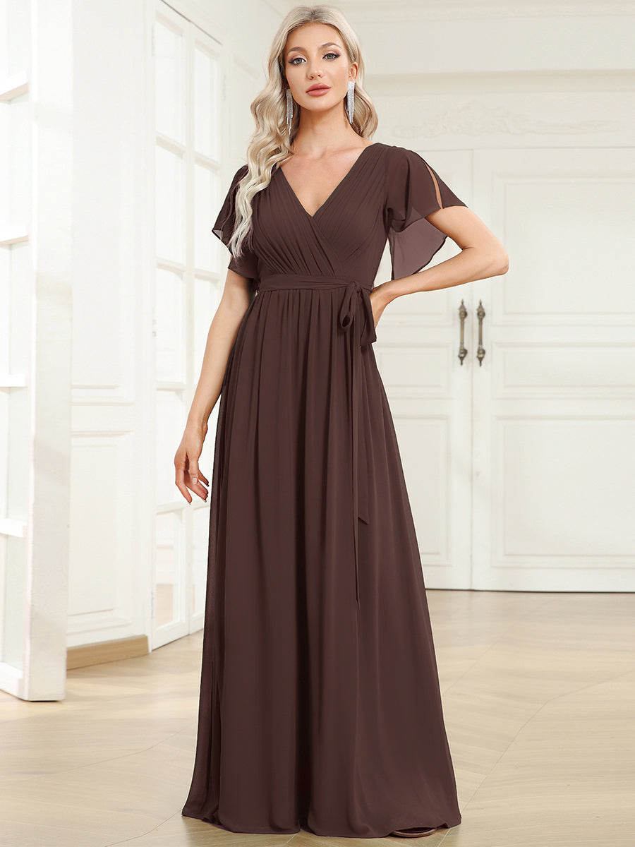 Rosalía | Vestido Largo de Gasa Plisada con Manga Flotante