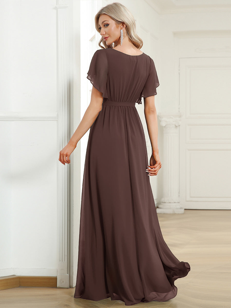 Rosalía | Vestido Largo de Gasa Plisada con Manga Flotante