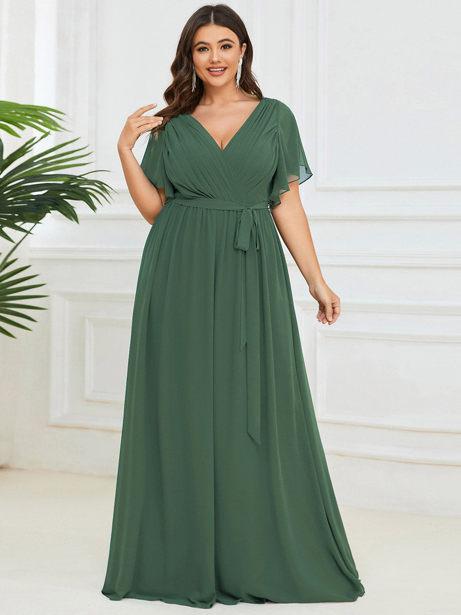 Rosalía | Vestido Largo de Gasa Plisada con Manga Flotante