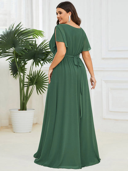 Rosalía | Vestido Largo de Gasa Plisada con Manga Flotante