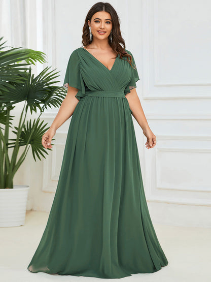 Rosalía | Vestido Largo de Gasa Plisada con Manga Flotante