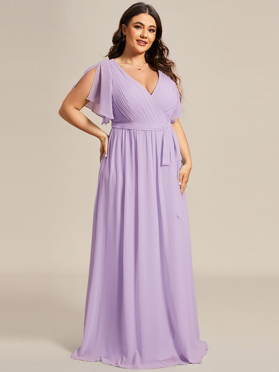 Rosalía | Vestido Largo de Gasa Plisada con Manga Flotante