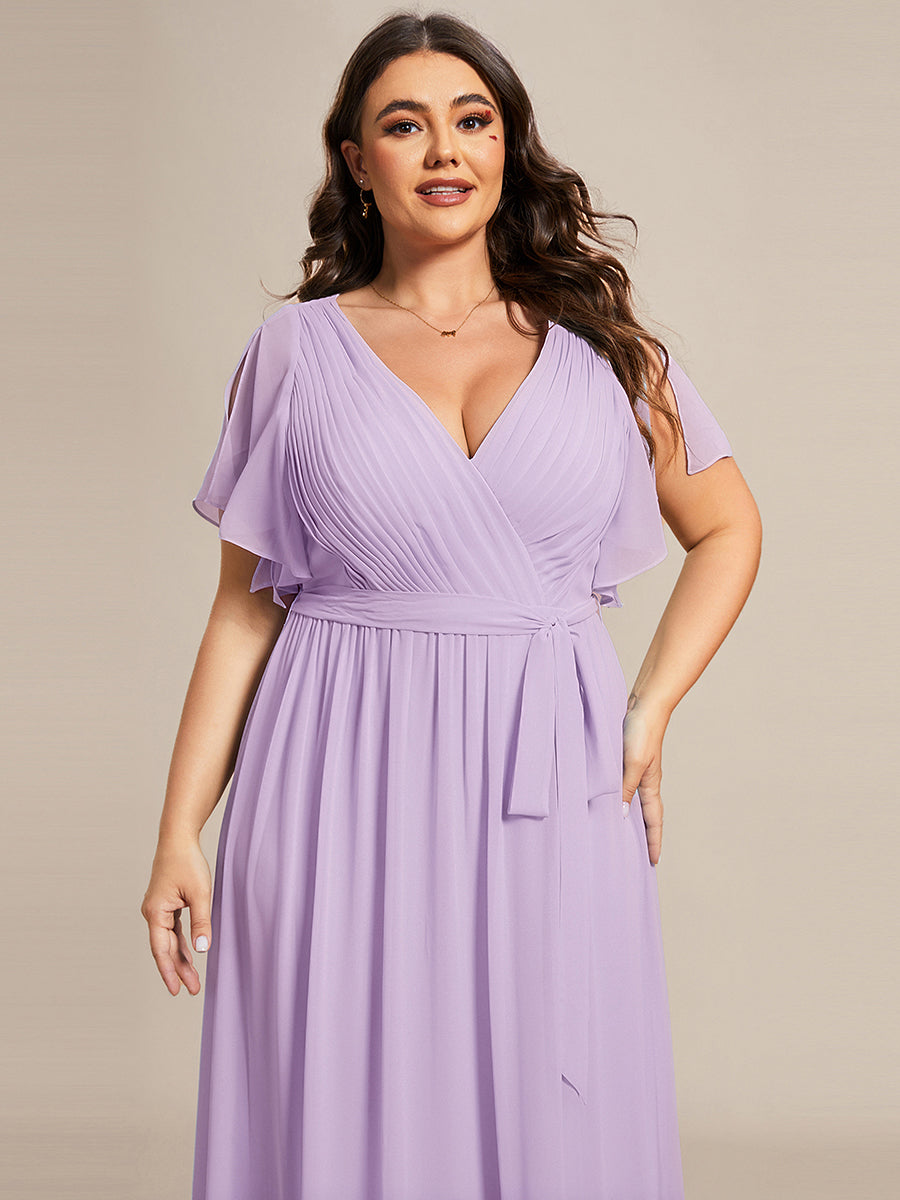 Rosalía | Vestido Largo de Gasa Plisada con Manga Flotante