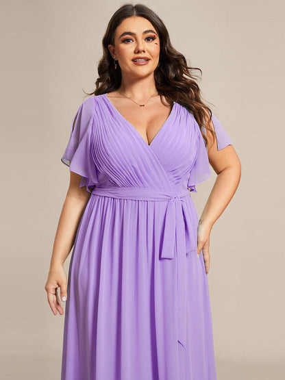 Rosalía | Vestido Largo de Gasa Plisada con Manga Flotante