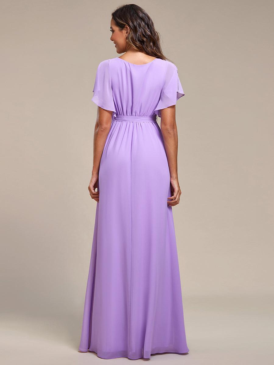 Rosalía | Vestido Largo de Gasa Plisada con Manga Flotante