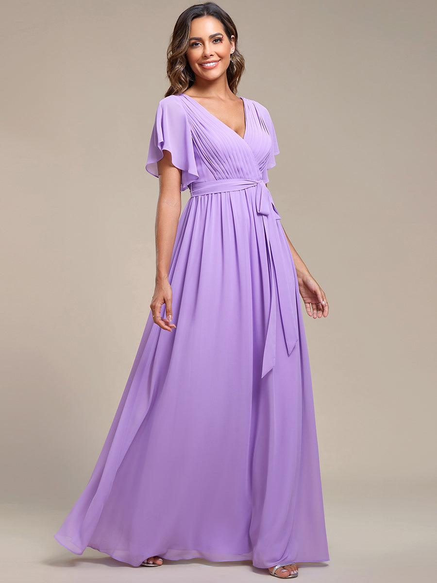 Rosalía | Vestido Largo de Gasa Plisada con Manga Flotante
