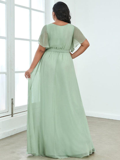 Rosalía | Vestido Largo de Gasa Plisada con Manga Flotante