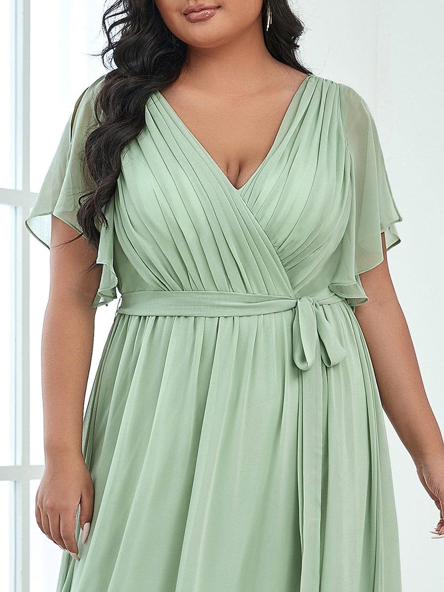 Rosalía | Vestido Largo de Gasa Plisada con Manga Flotante