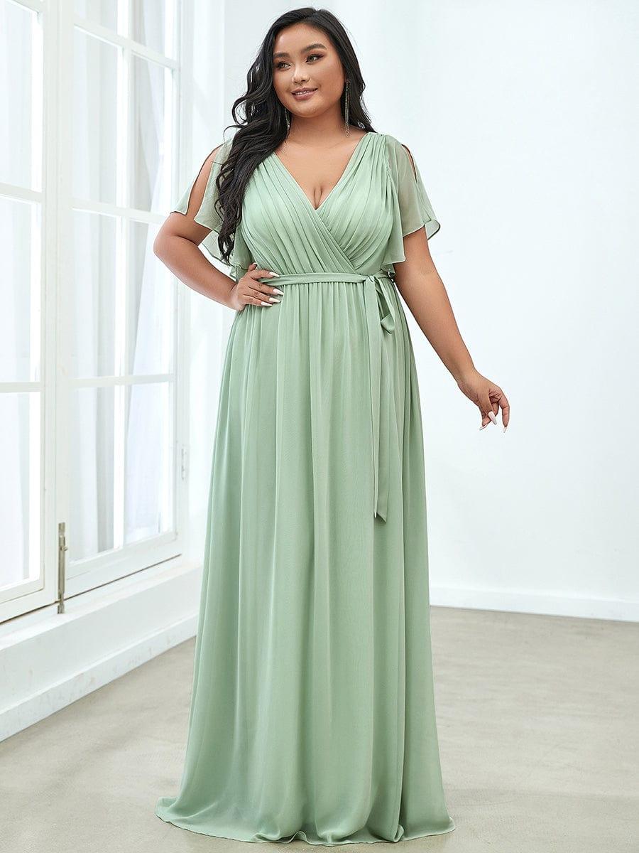 Rosalía | Vestido Largo de Gasa Plisada con Manga Flotante