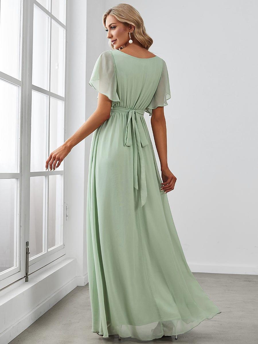 Rosalía | Vestido Largo de Gasa Plisada con Manga Flotante