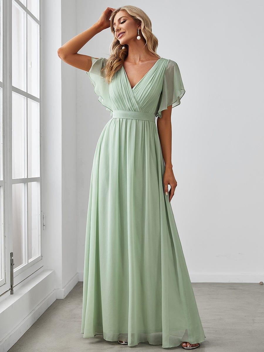 Rosalía | Vestido Largo de Gasa Plisada con Manga Flotante