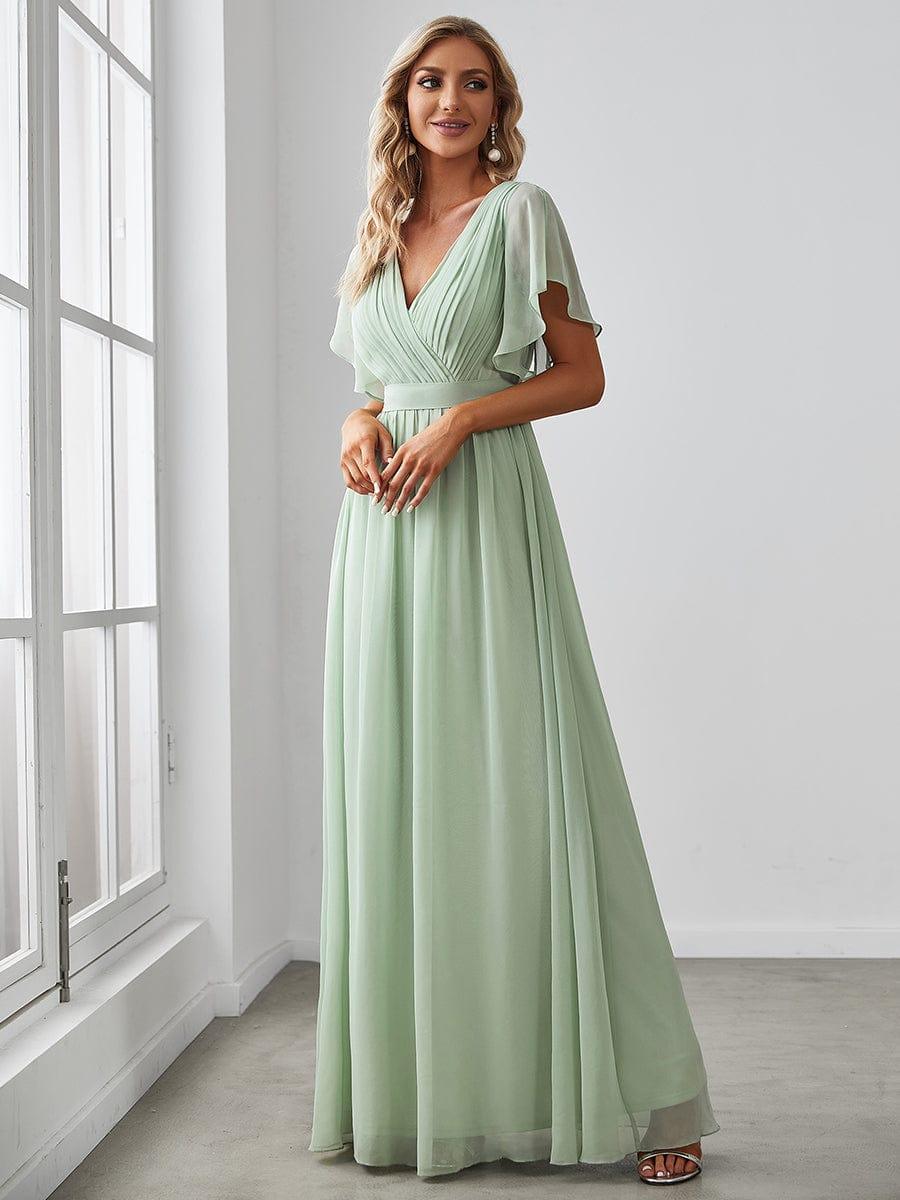 Rosalía | Vestido Largo de Gasa Plisada con Manga Flotante