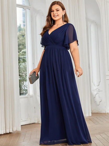 Rosalía | Vestido Largo de Gasa Plisada con Manga Flotante