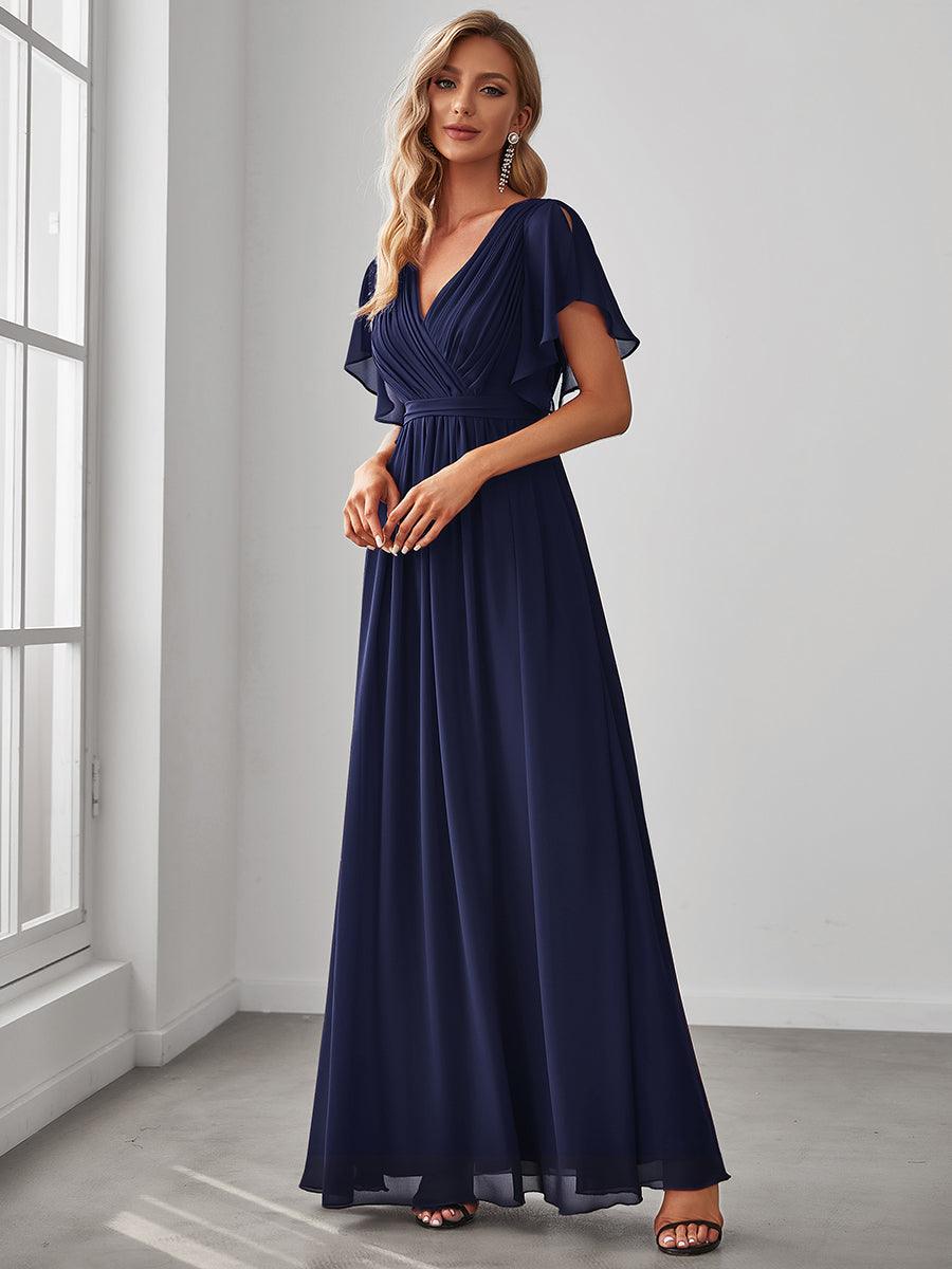 Rosalía | Vestido Largo de Gasa Plisada con Manga Flotante