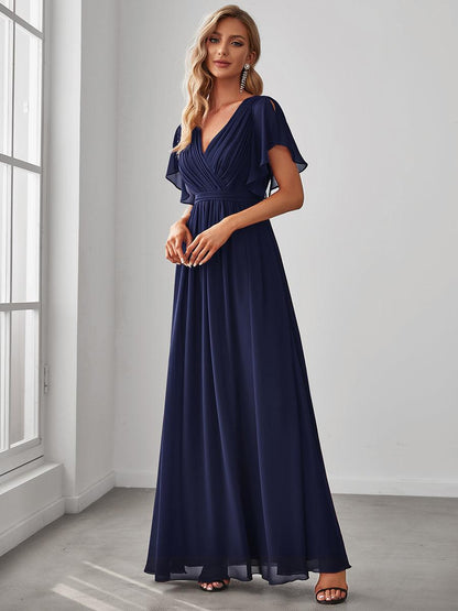 Rosalía | Vestido Largo de Gasa Plisada con Manga Flotante