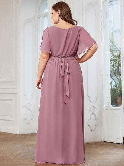 Rosalía | Vestido Largo de Gasa Plisada con Manga Flotante