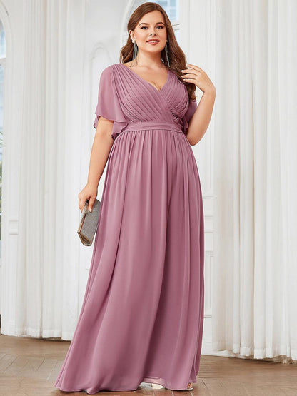 Rosalía | Vestido Largo de Gasa Plisada con Manga Flotante