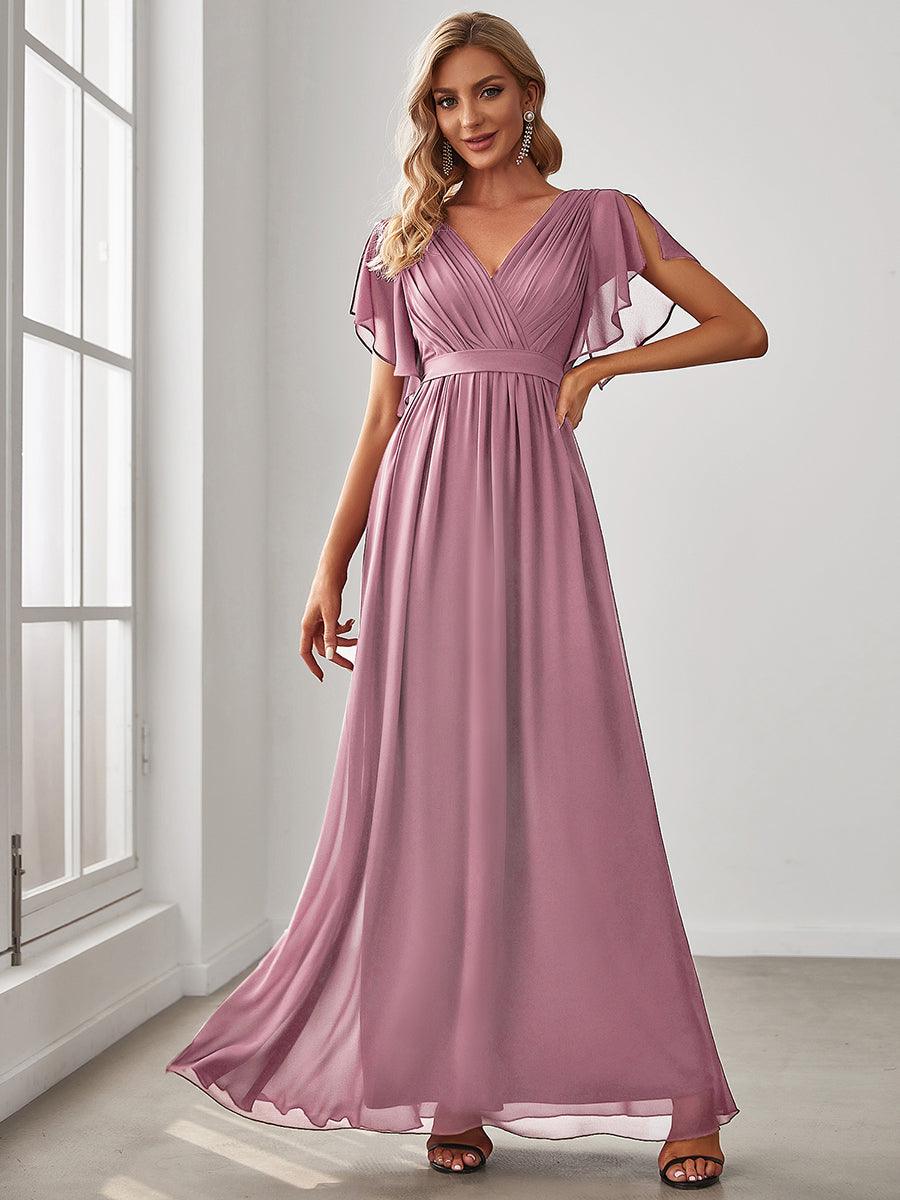 Rosalía | Vestido Largo de Gasa Plisada con Manga Flotante