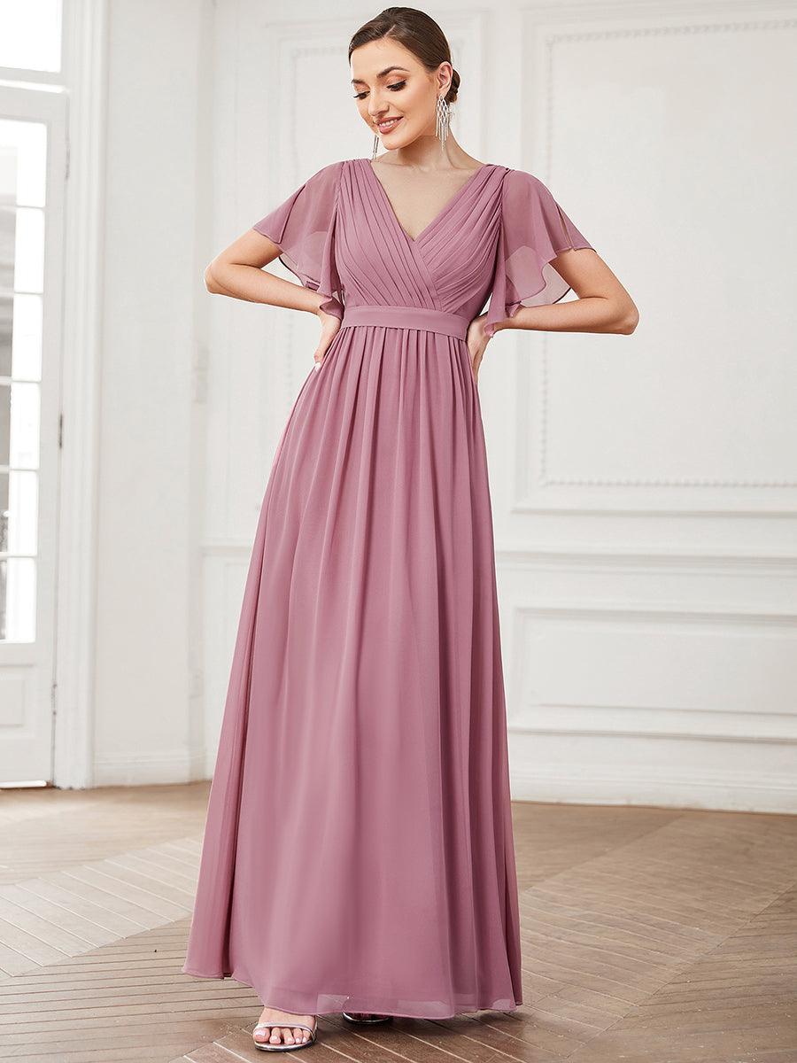 Rosalía | Vestido Largo de Gasa Plisada con Manga Flotante
