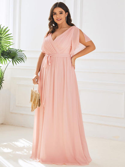 Rosalía | Vestido Largo de Gasa Plisada con Manga Flotante