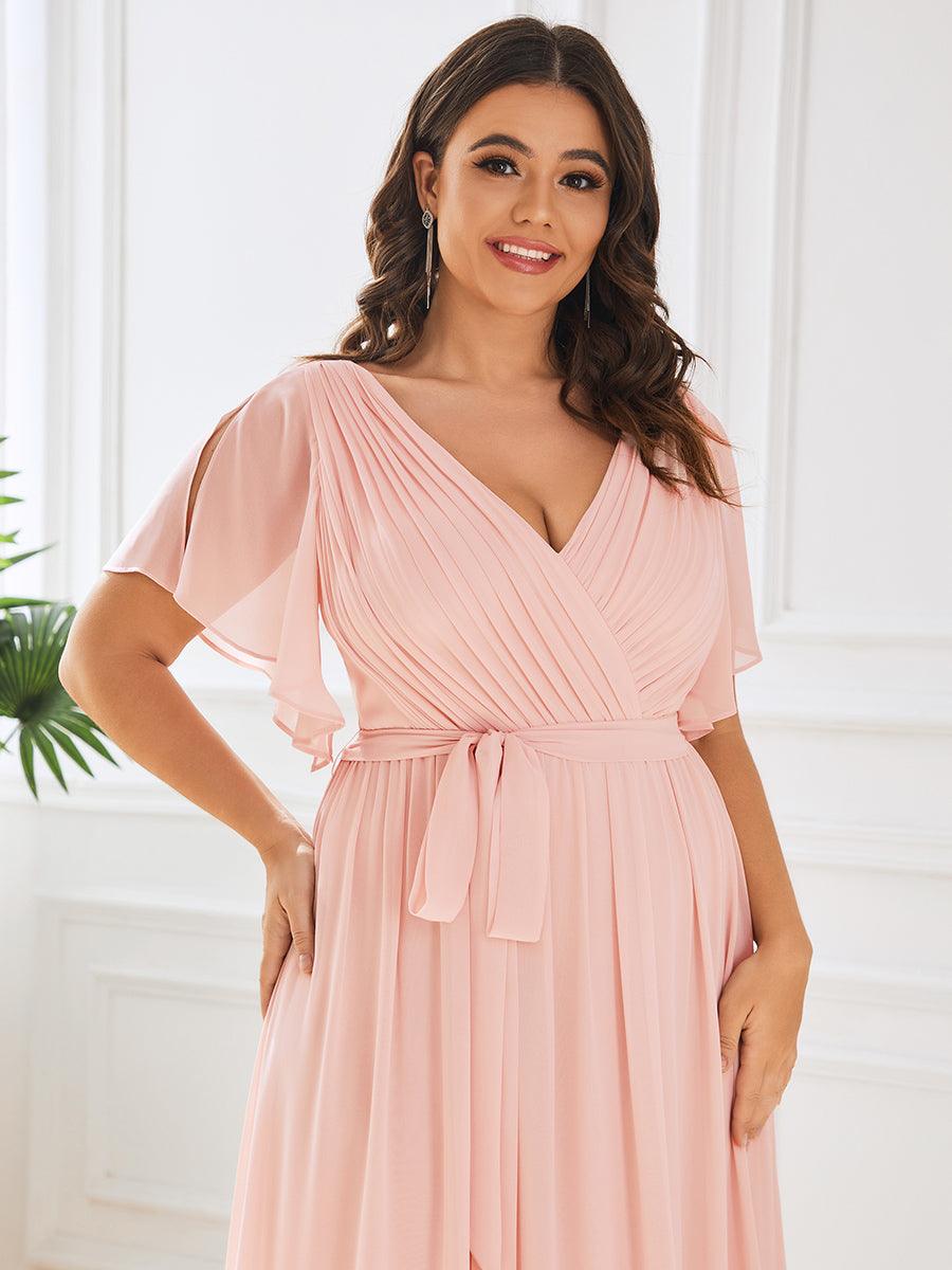 Rosalía | Vestido Largo de Gasa Plisada con Manga Flotante