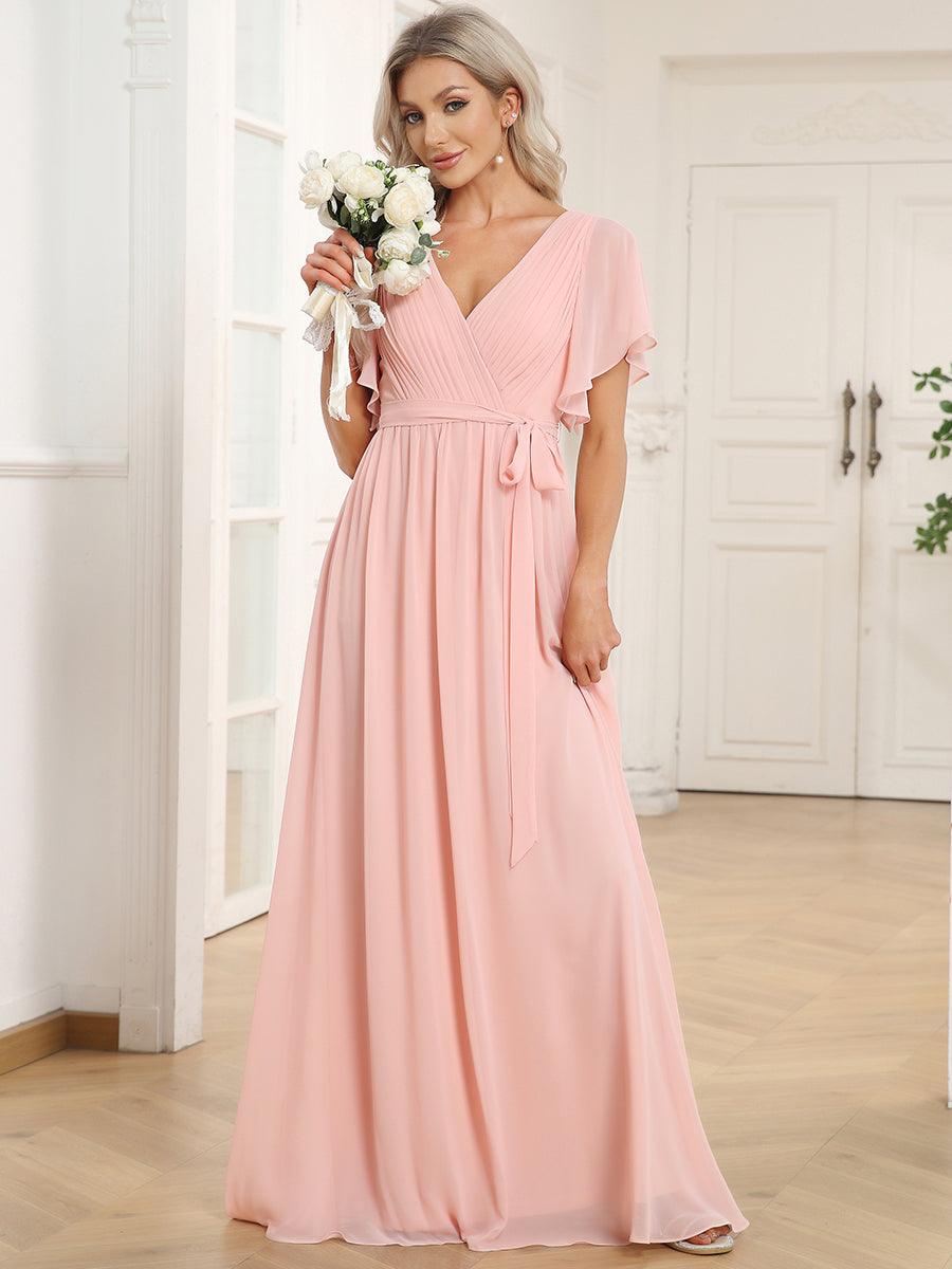 Rosalía | Vestido Largo de Gasa Plisada con Manga Flotante