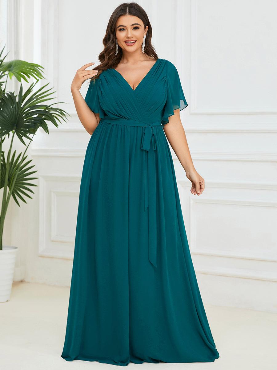 Rosalía | Vestido Largo de Gasa Plisada con Manga Flotante