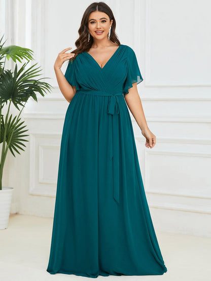 Rosalía | Vestido Largo de Gasa Plisada con Manga Flotante