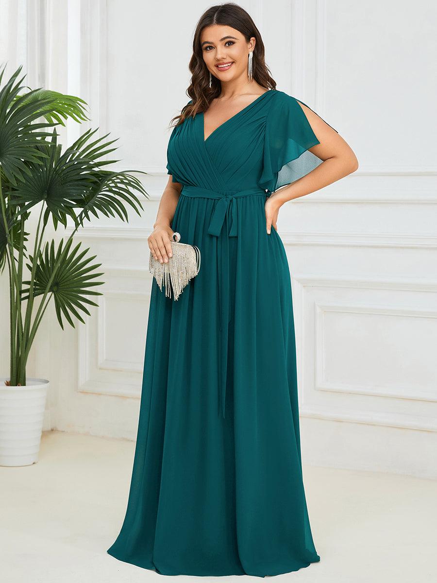 Rosalía | Vestido Largo de Gasa Plisada con Manga Flotante