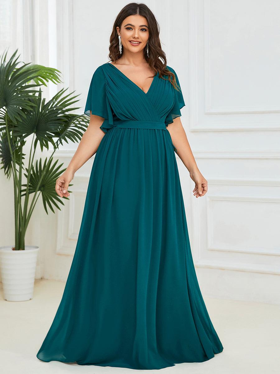 Rosalía | Vestido Largo de Gasa Plisada con Manga Flotante