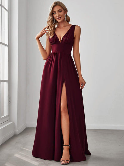 Maite | Vestido Largo Plisado con Talle Ceñido