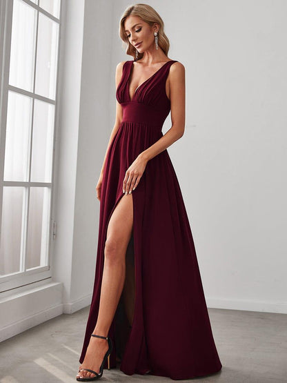 Maite | Vestido Largo Plisado con Talle Ceñido