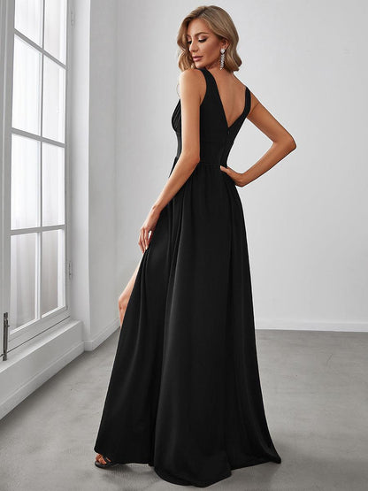Maite | Vestido Largo Plisado con Talle Ceñido