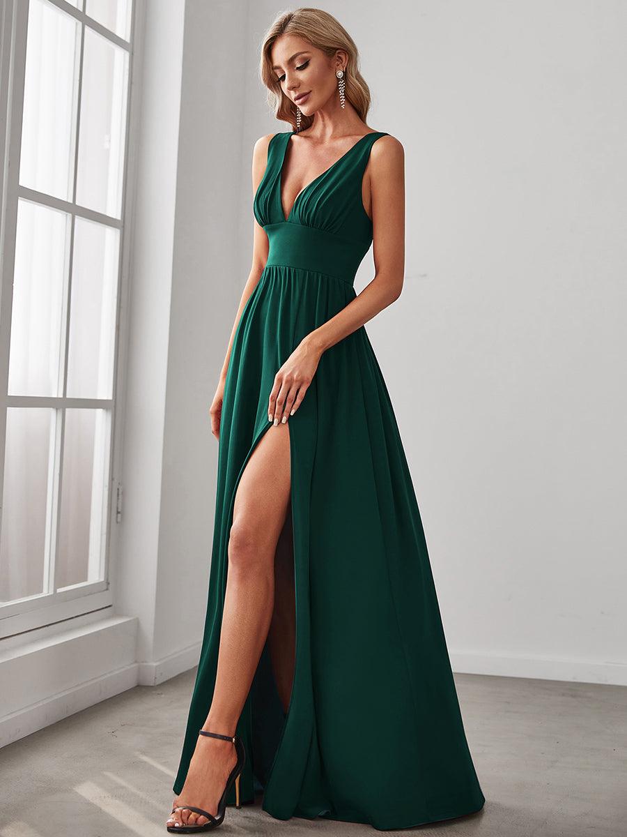 Maite | Vestido Largo Plisado con Talle Ceñido