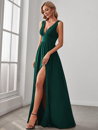 Maite | Vestido Largo Plisado con Talle Ceñido