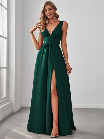 Maite | Vestido Largo Plisado con Talle Ceñido