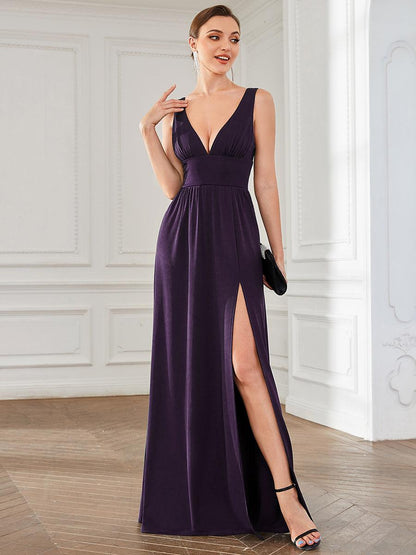 Maite | Vestido Largo Plisado con Talle Ceñido