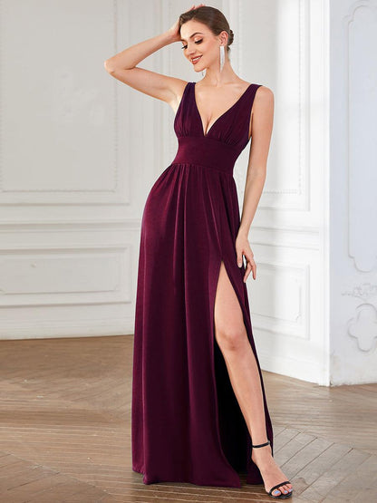 Maite | Vestido Largo Plisado con Talle Ceñido