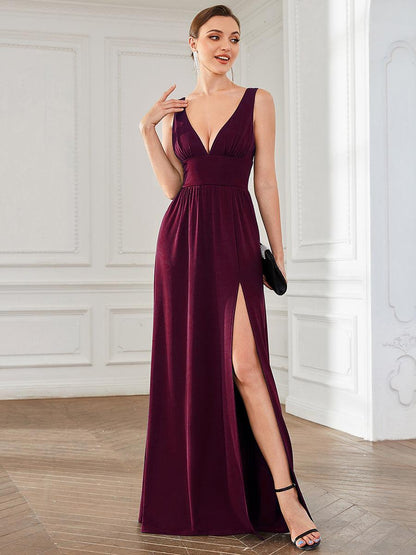 Maite | Vestido Largo Plisado con Talle Ceñido